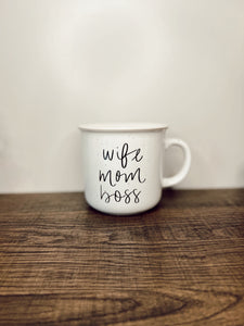 Wife Mom Boss Rustic Campfire Mug